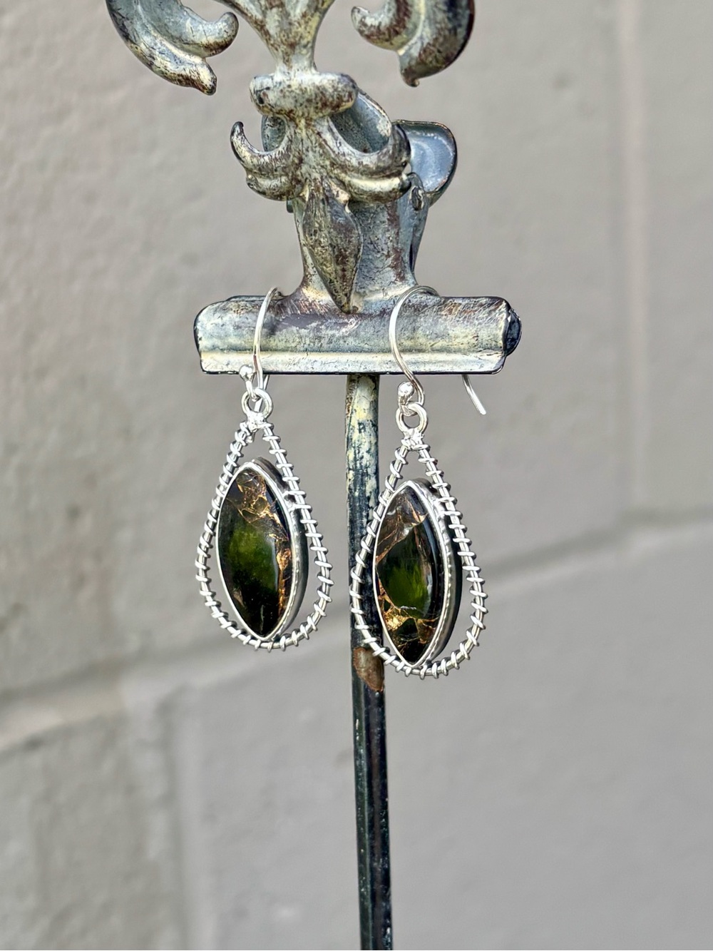 NEW! Black Copper Turquoise Earrings - Picture 12 of 13
